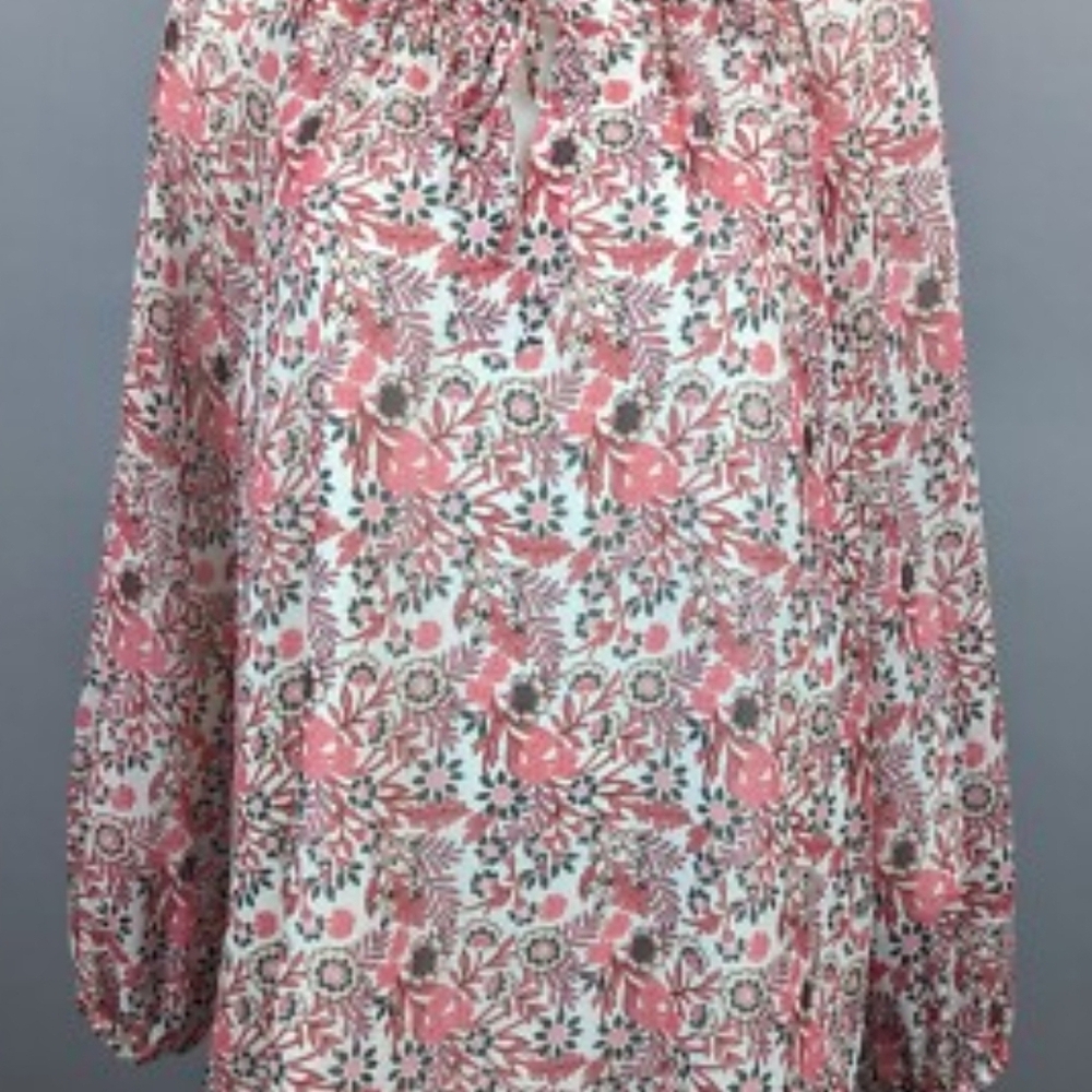 Talbots Coral and White Floral Blouse